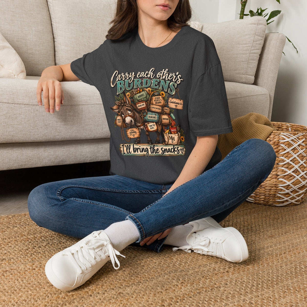 Carry Each Other's Burdens T-Shirt — Christian Encouragement Tee (Galatians 6:2)