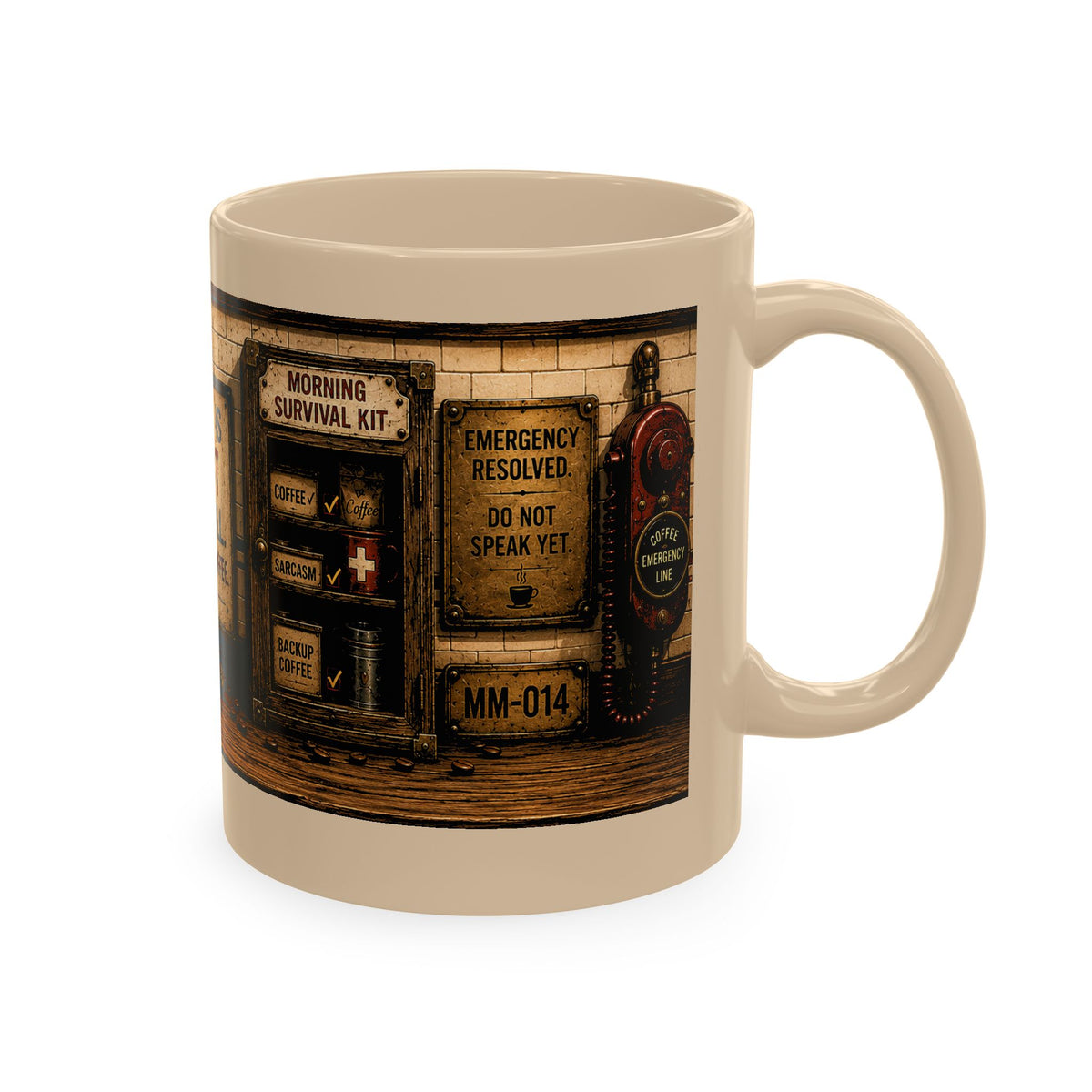 Coffee Mug — “This Is Not a Drill, I Need Coffee” Vintage Workshop Ceramic Mug