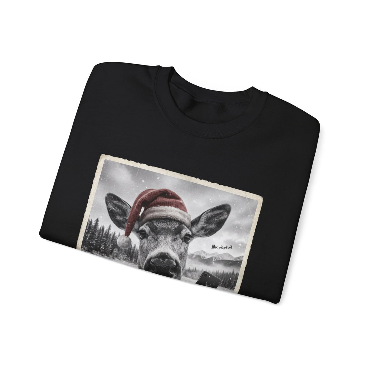 Realistic Christmas Reindeer Portrait Sweatshirt | Nostalgic Holiday Design