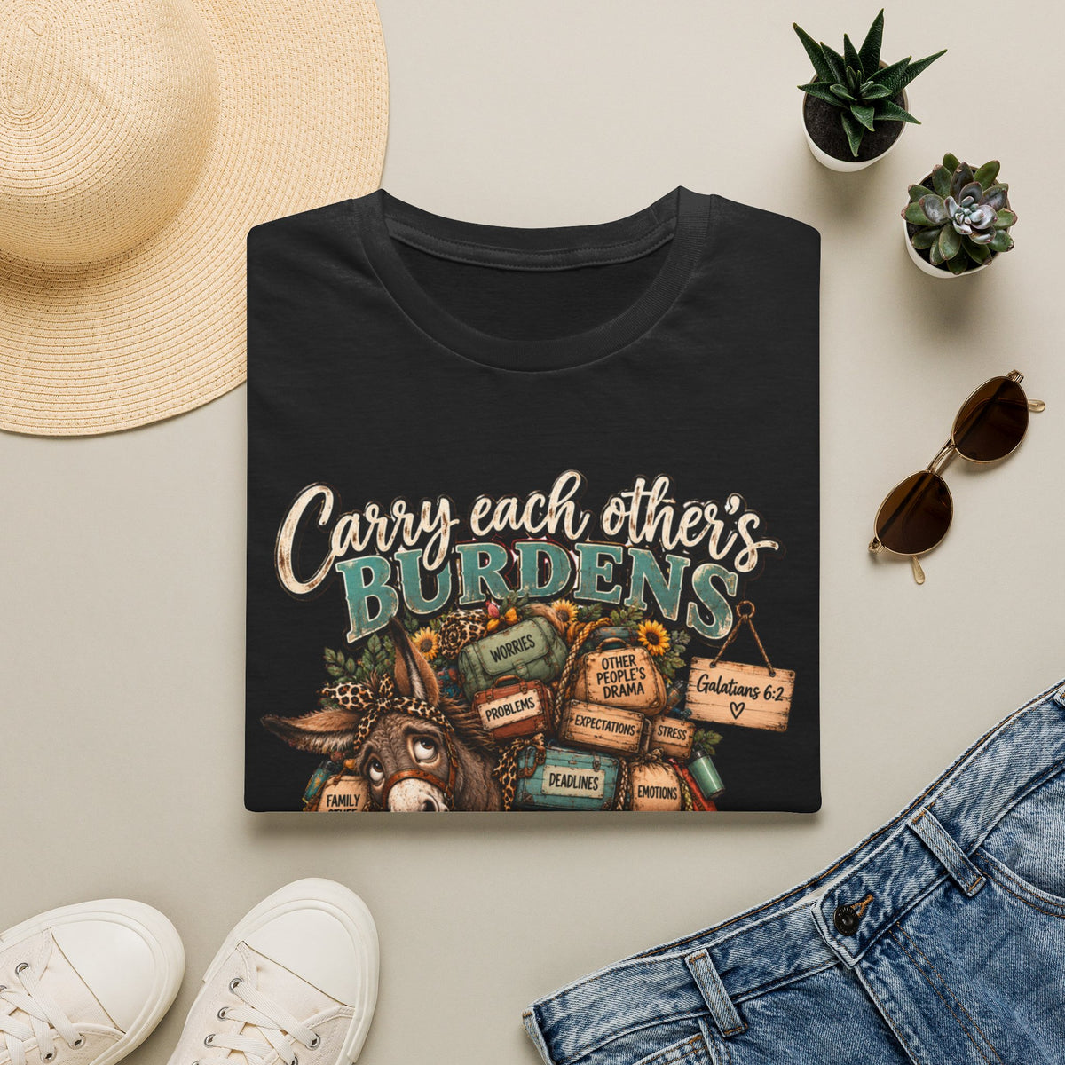 Carry Each Other's Burdens T-Shirt — Christian Encouragement Tee (Galatians 6:2)