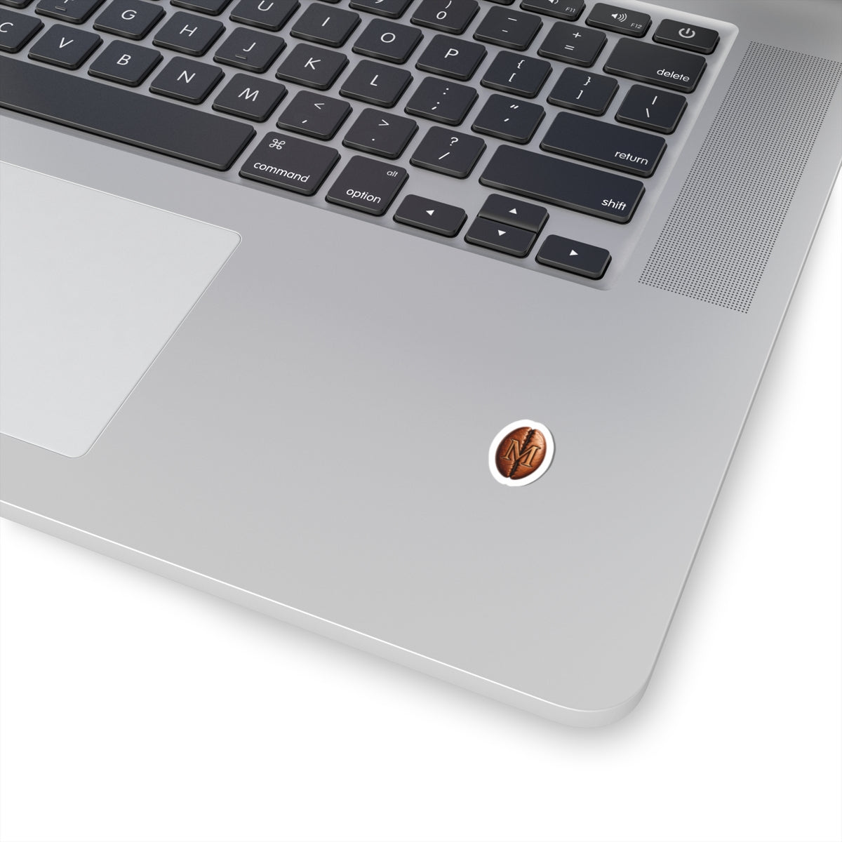 Coffee Bean Monogram Sticker – Personalized 'M' Laptop Decal