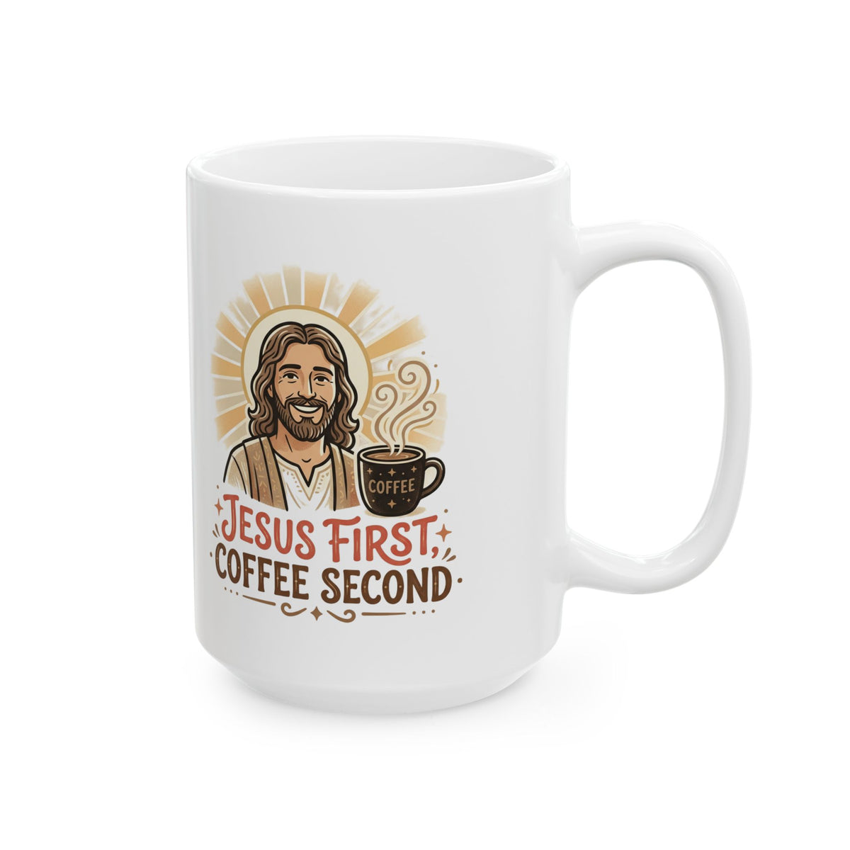 Jesus Loves Coffee Ceramic Mug — Faith-Based Christian Coffee Mug (11oz, 15oz)