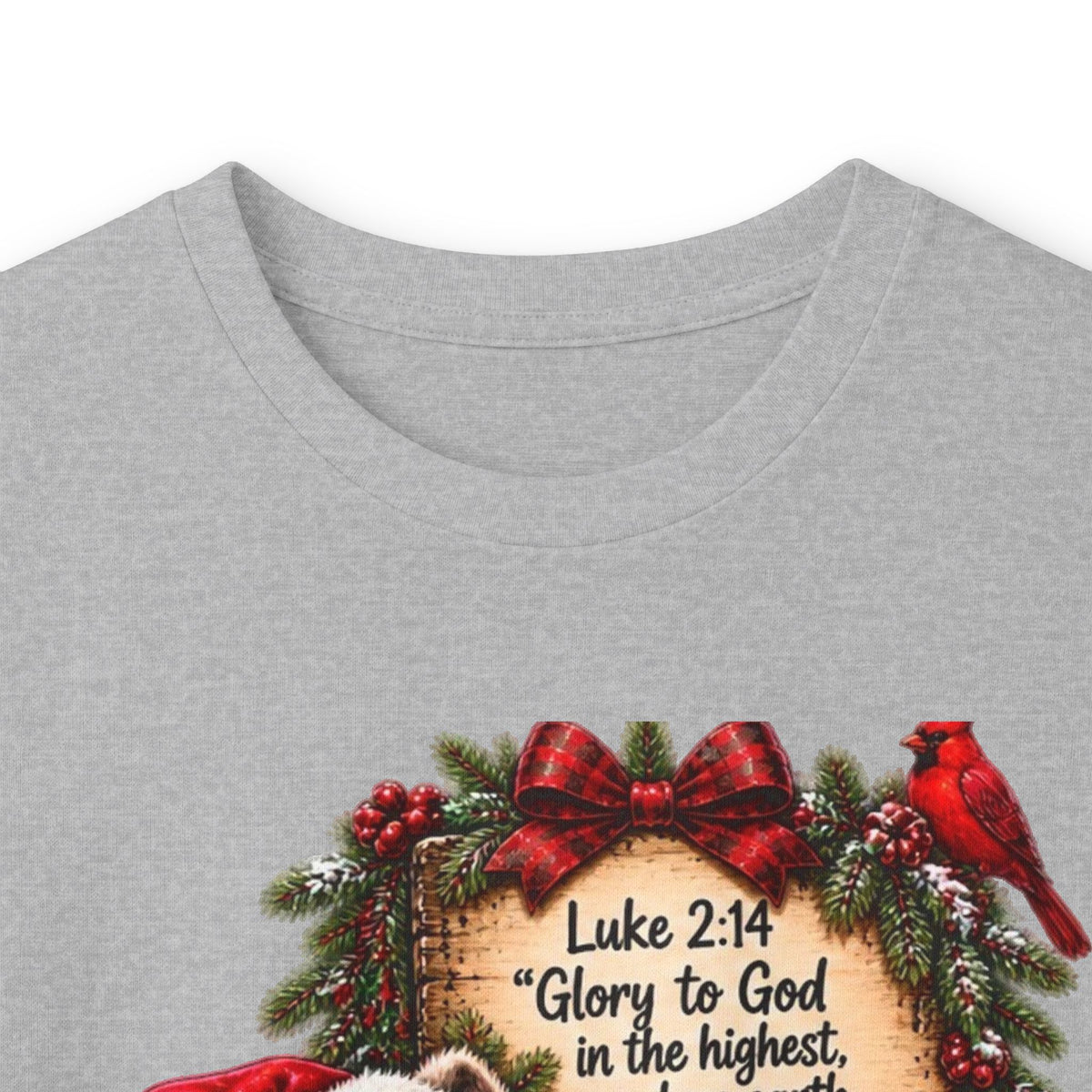 Funny Christian Christmas Shirt | Luke 2:14 Raccoon Tee
