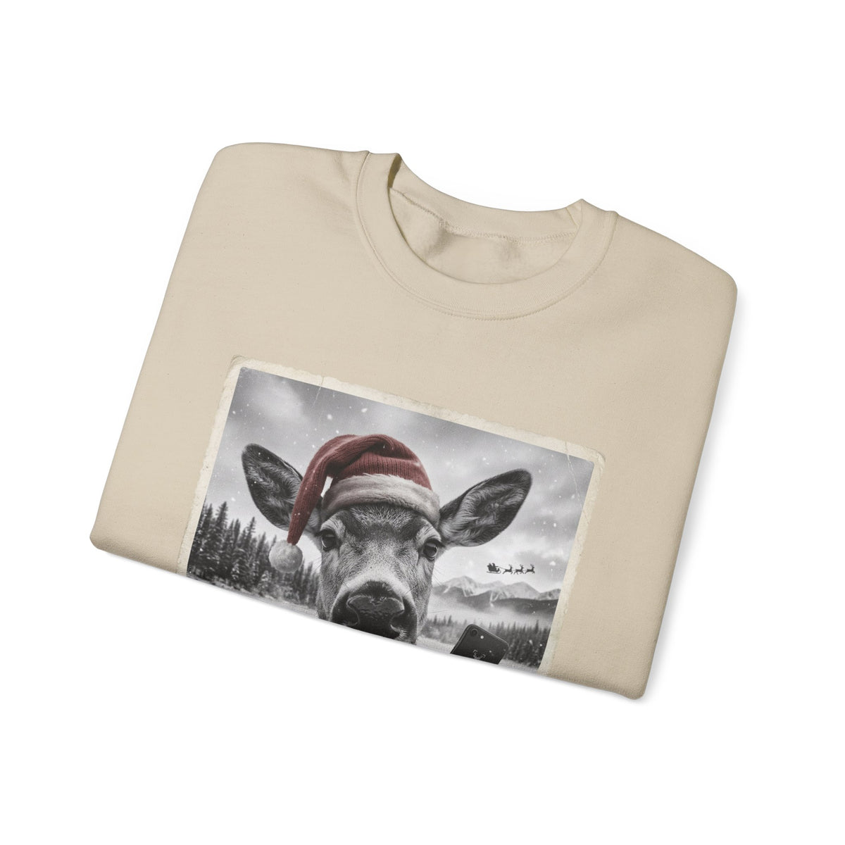 Realistic Christmas Reindeer Portrait Sweatshirt | Nostalgic Holiday Design