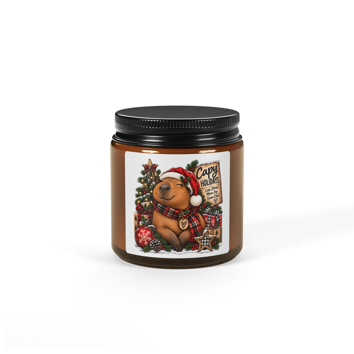Holiday Bear Soy Candle — Scented Amber Jar (Multi-Size)
