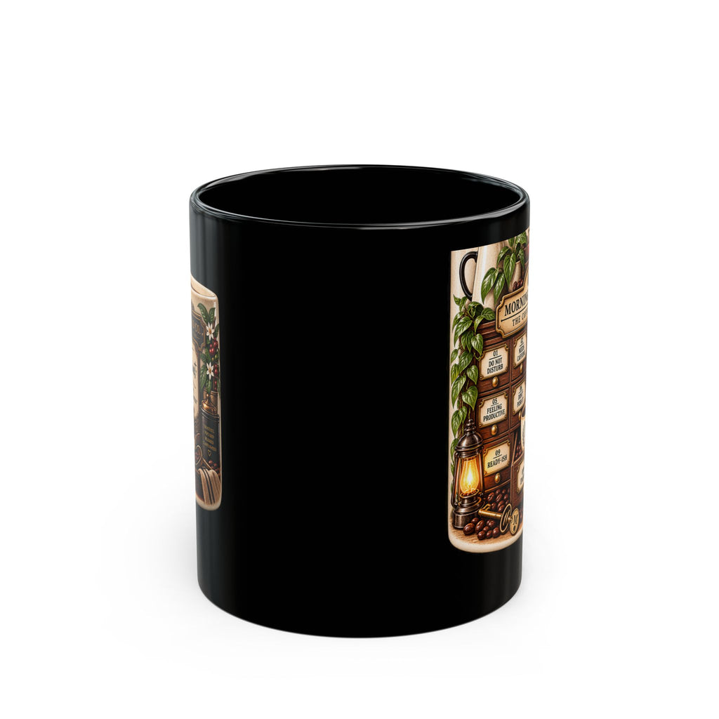 Morning Mood the Coffee Caabinet Black Mug (11oz, 15oz)