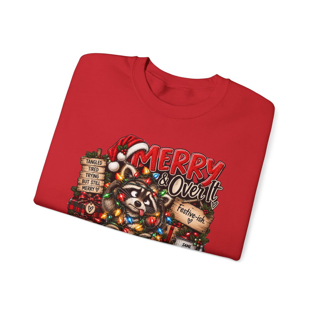Christmas Raccoon 'Merry Over It' Crewneck Sweatshirt