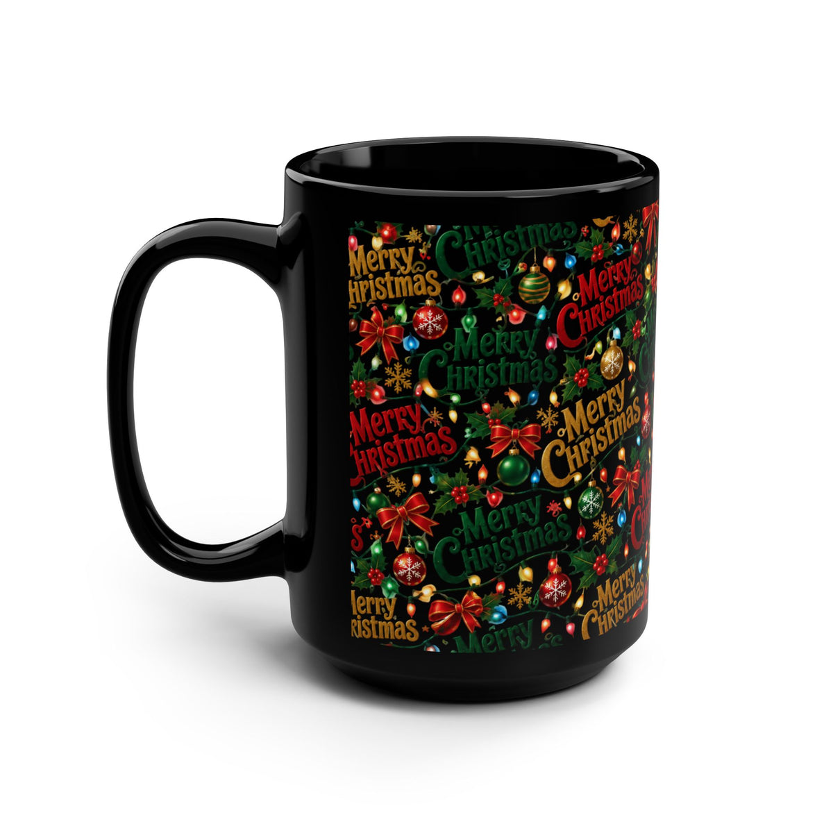 Merry Christmas 15oz Black Mug