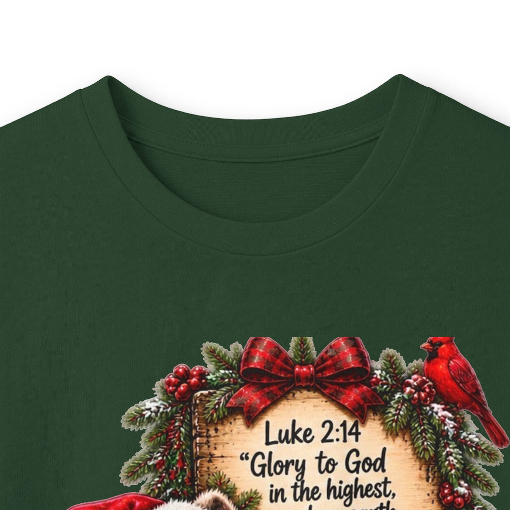 Funny Christian Christmas Shirt | Luke 2:14 Raccoon Tee