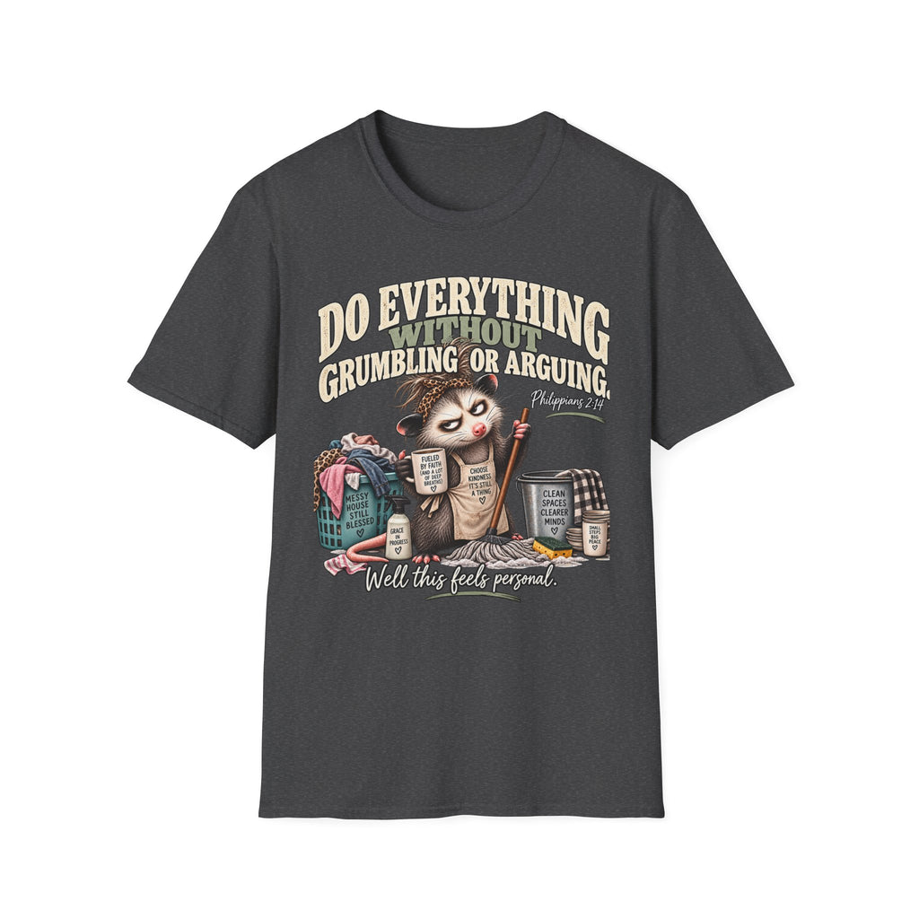 Do Everything Without Grumbling T-Shirt – Funny Christian Sloth Faith Tee (Philippians 2:14)