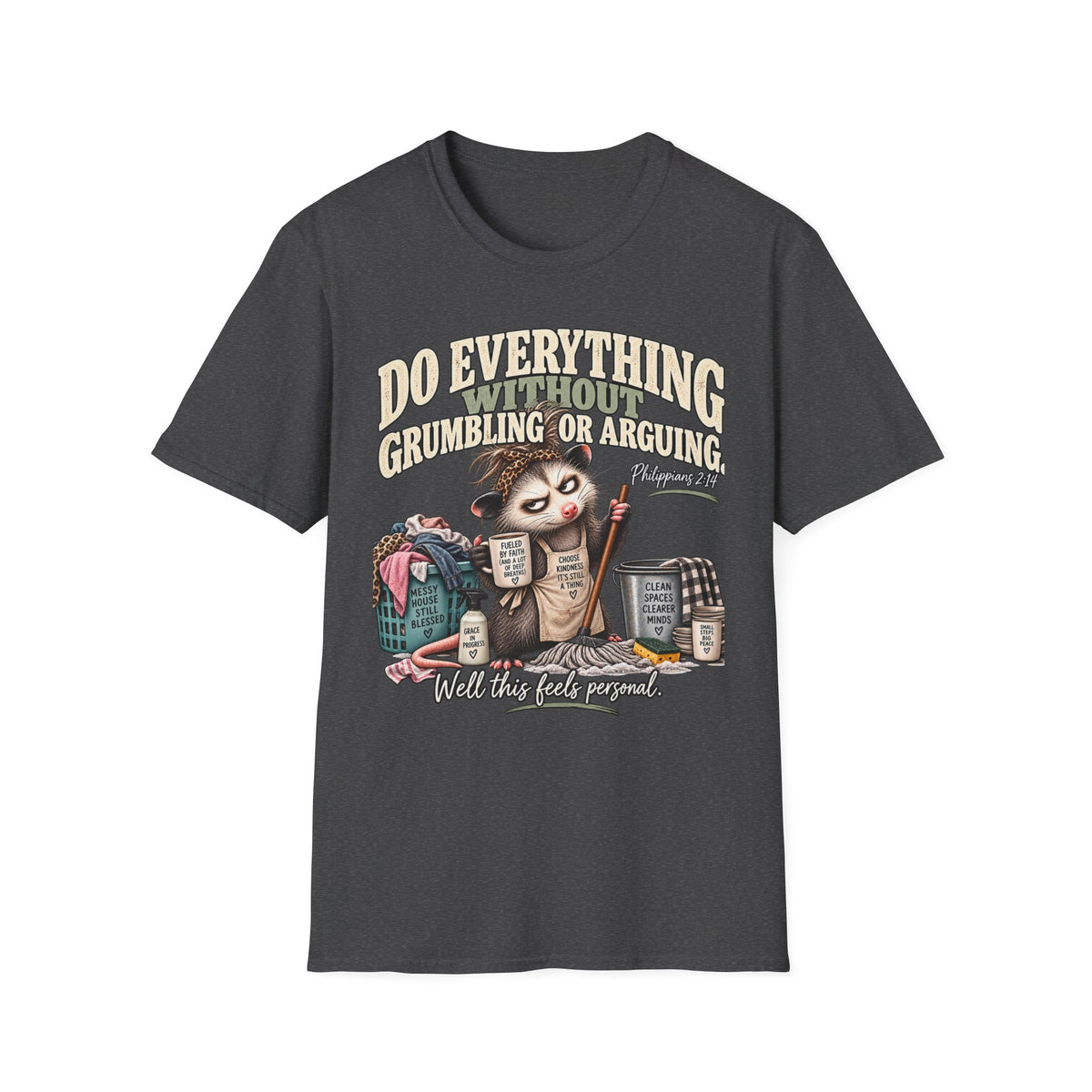 Do Everything Without Grumbling T-Shirt – Funny Christian Sloth Faith Tee (Philippians 2:14)