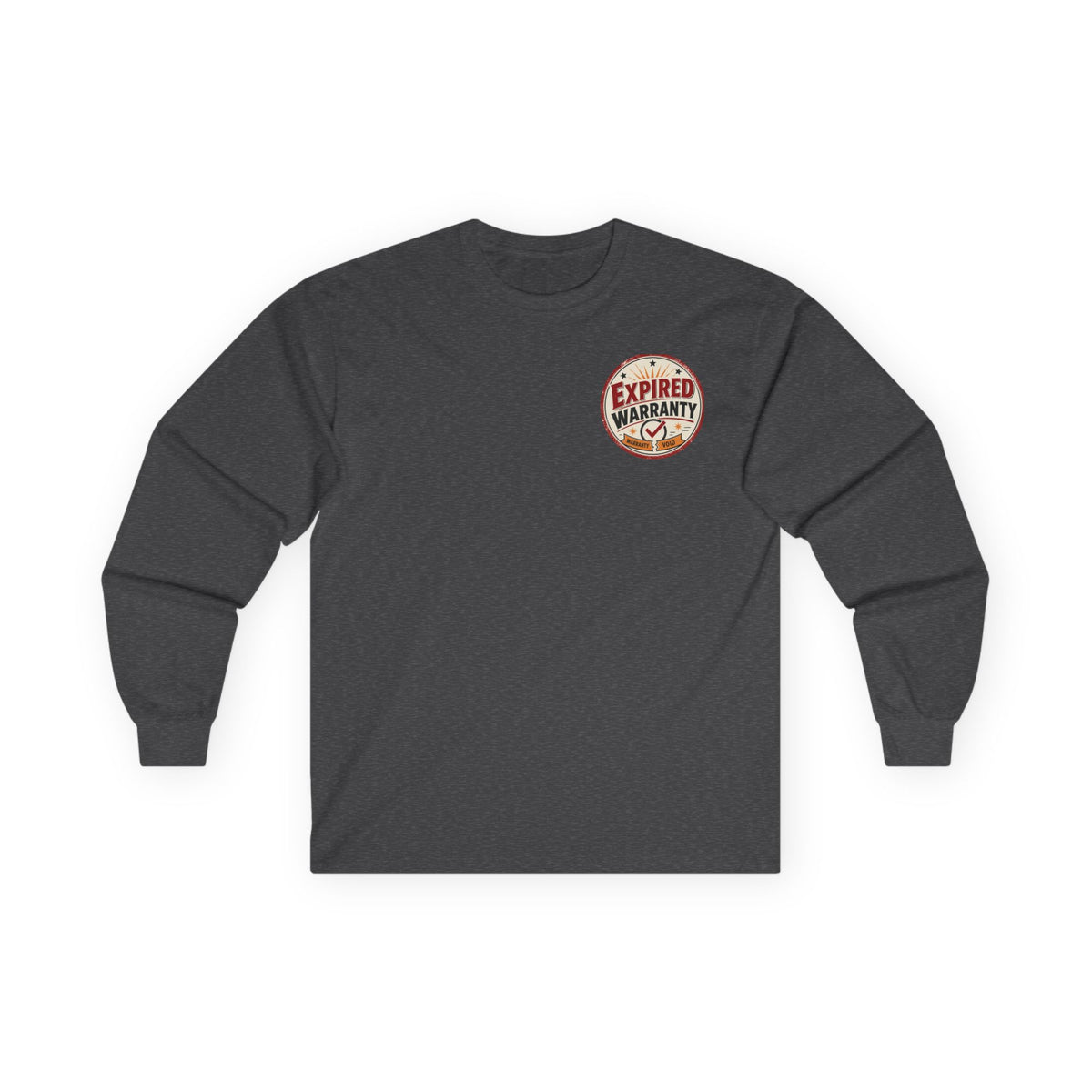 Expired Warranty Long Sleeve Tee — "Expired Warranty Still Runs on Attitude" Vintage Graphic