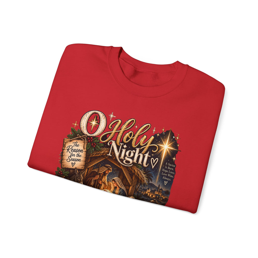 Christmas Nativity Crewneck Sweatshirt — "O Holy Night" Holiday Sweatshirt
