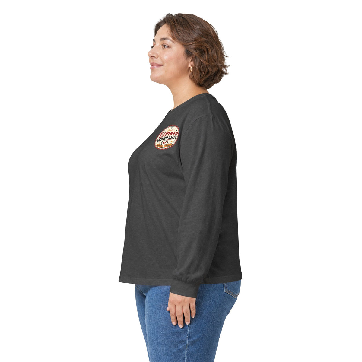 Expired Warranty Long Sleeve Tee — "Expired Warranty Still Runs on Attitude" Vintage Graphic
