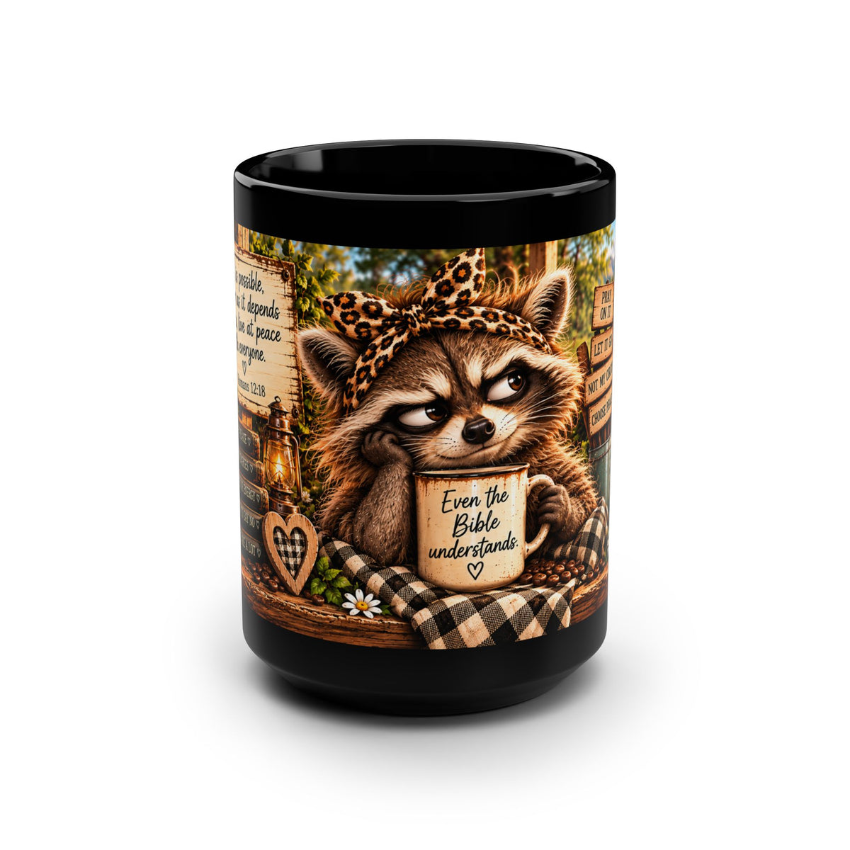 If It is Possible Raccoon Black Mug, 15oz