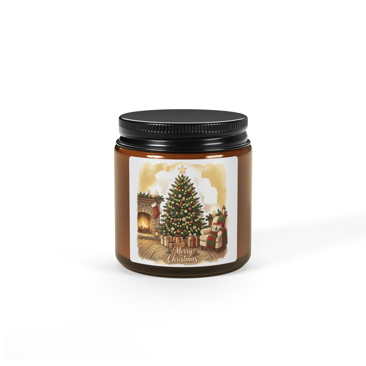 Christmas Tree Scented Candle — Amber Jar Soy Candle (Multi-Size)