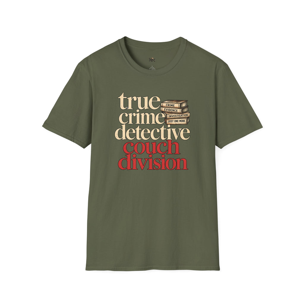 True Crime Detective Couch T-Shirt — "True Crime Detective Couch Division" Graphic Tee