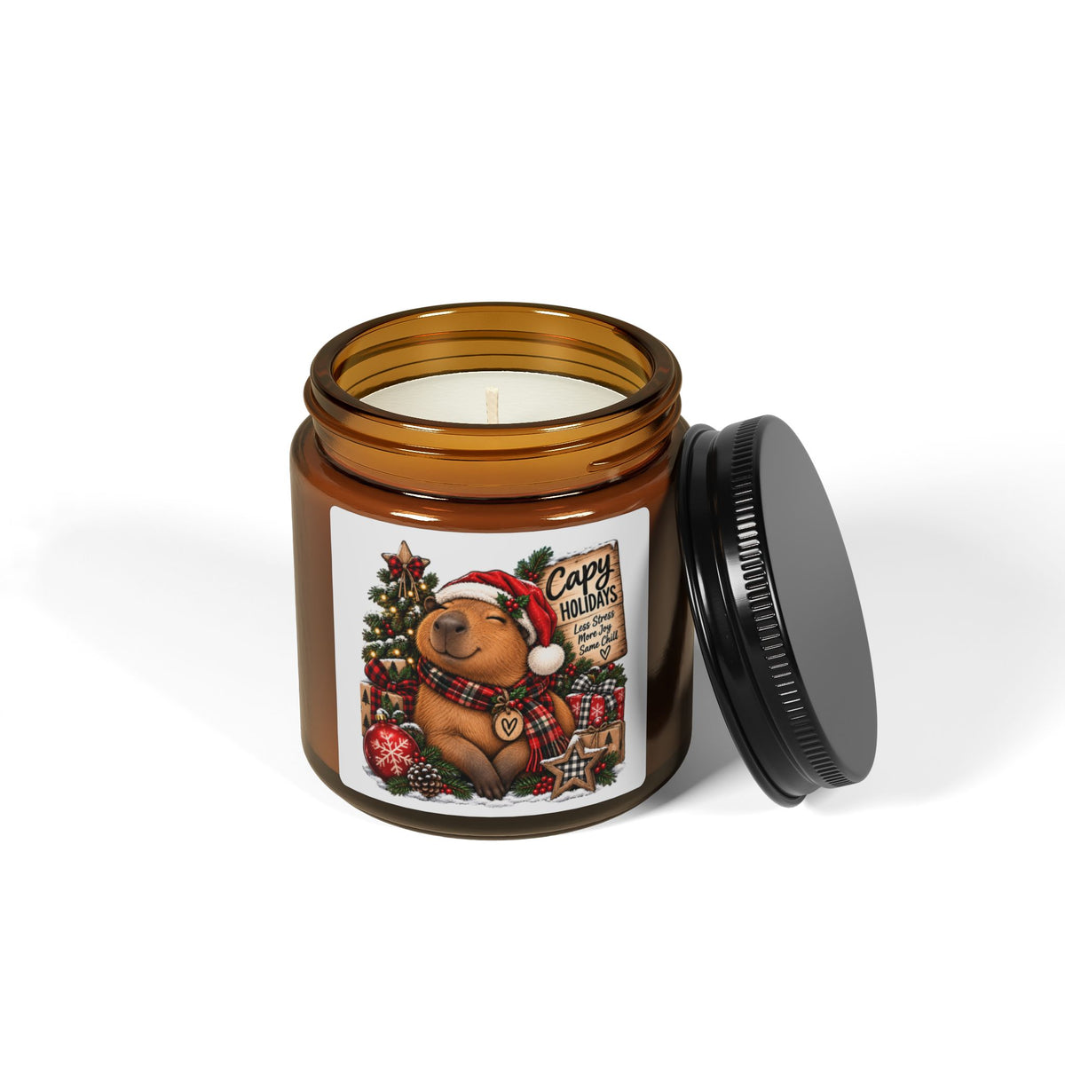 Holiday Bear Soy Candle — Scented Amber Jar (Multi-Size)