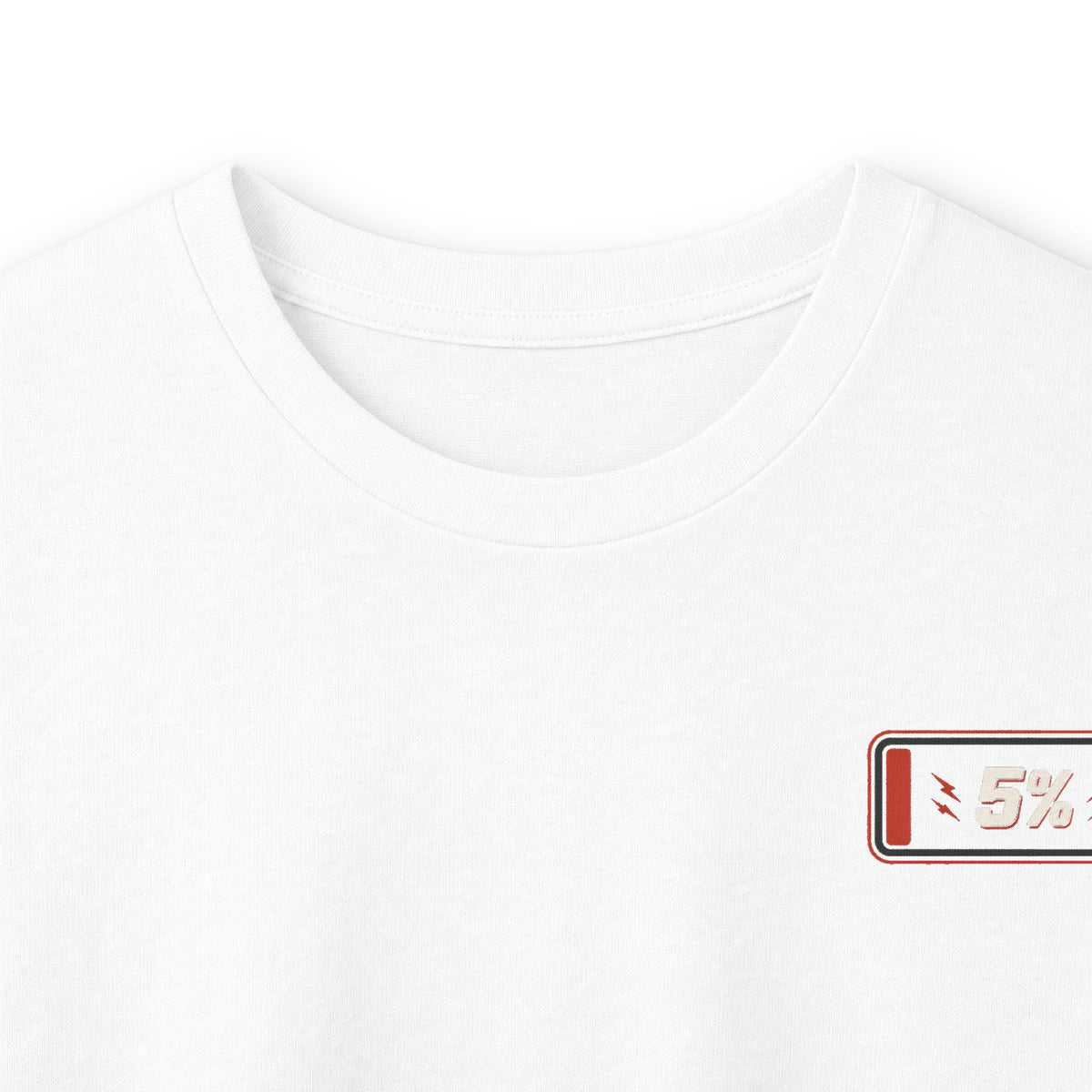 Long Sleeve Tee — “Social Battery 5% Was Never Charged” Graphic