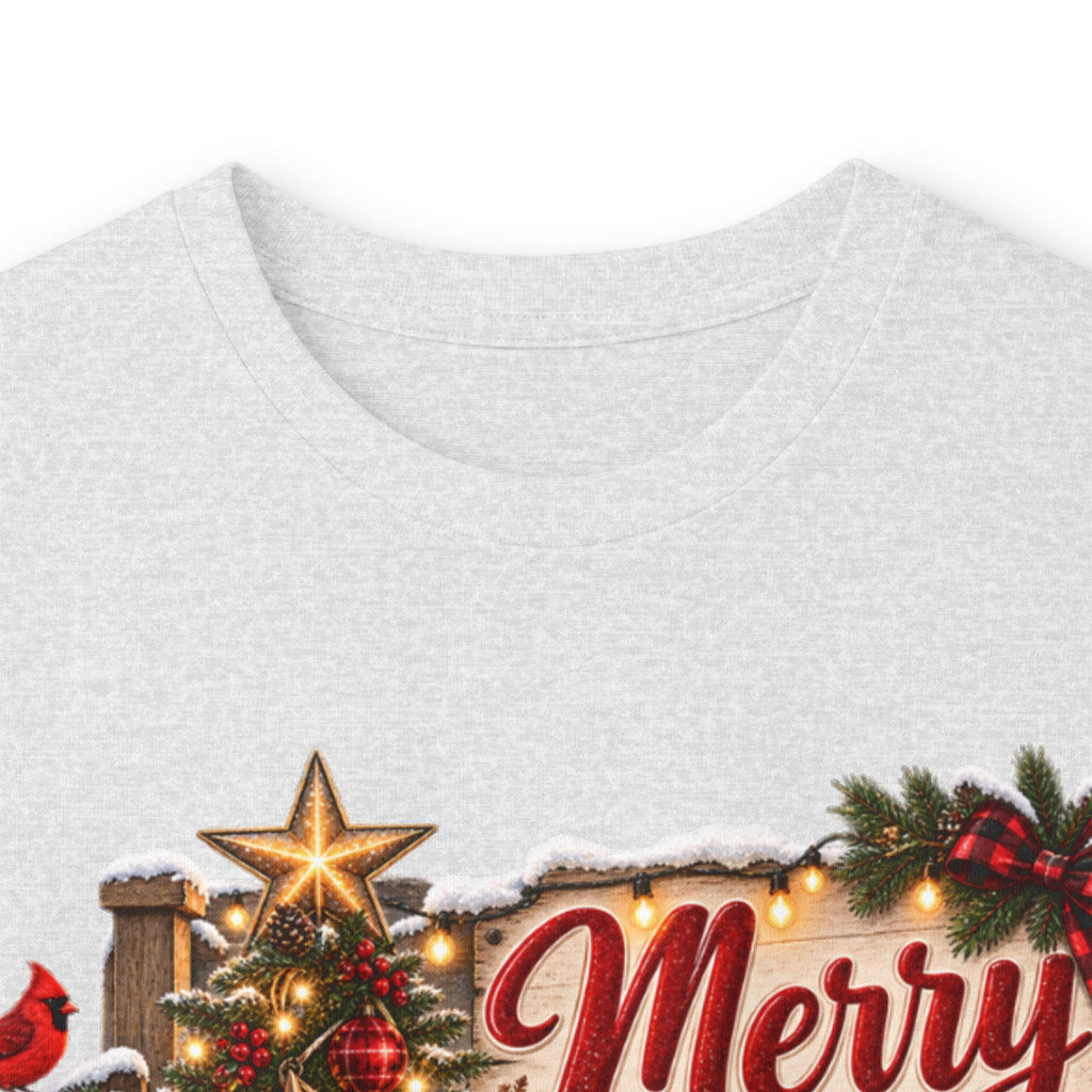 Christmas Graphic Long Sleeve Tee - "Merry & Bright" Holiday Shirt