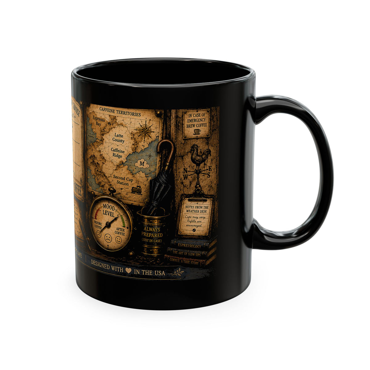 Vintage Coffee Forecast Ceramic Mug — 100% Chance of Coffee Design