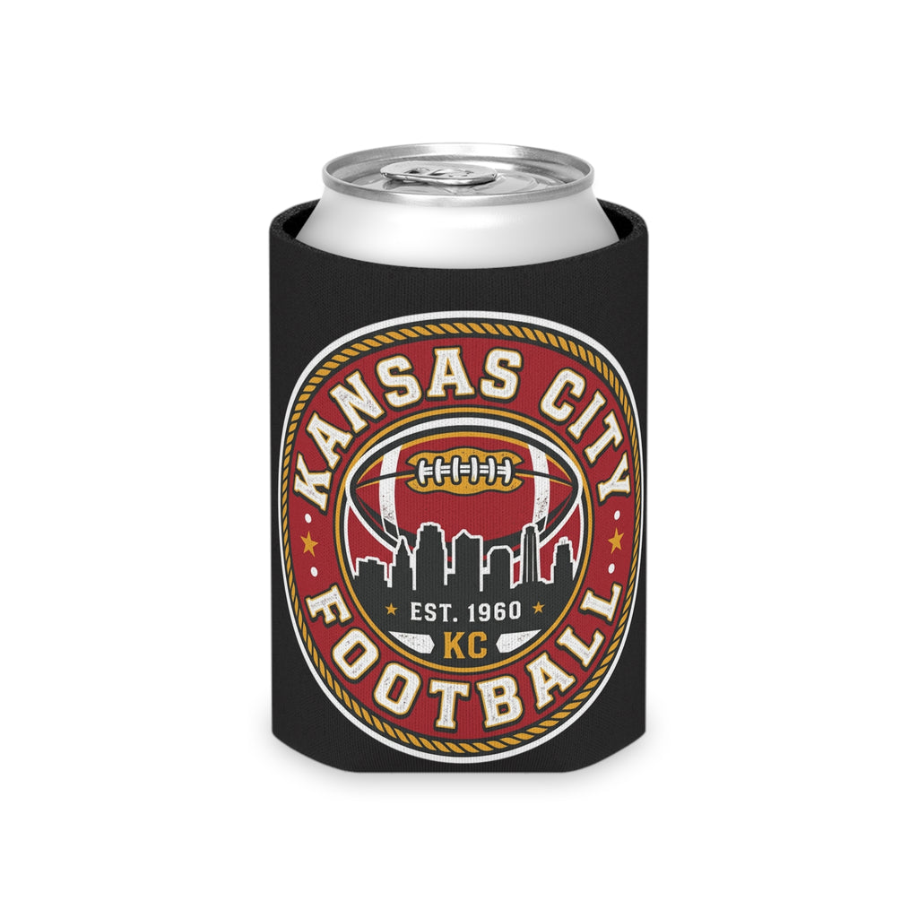 Kansas City Football Can Cooler – Retro KC Skyline Badge