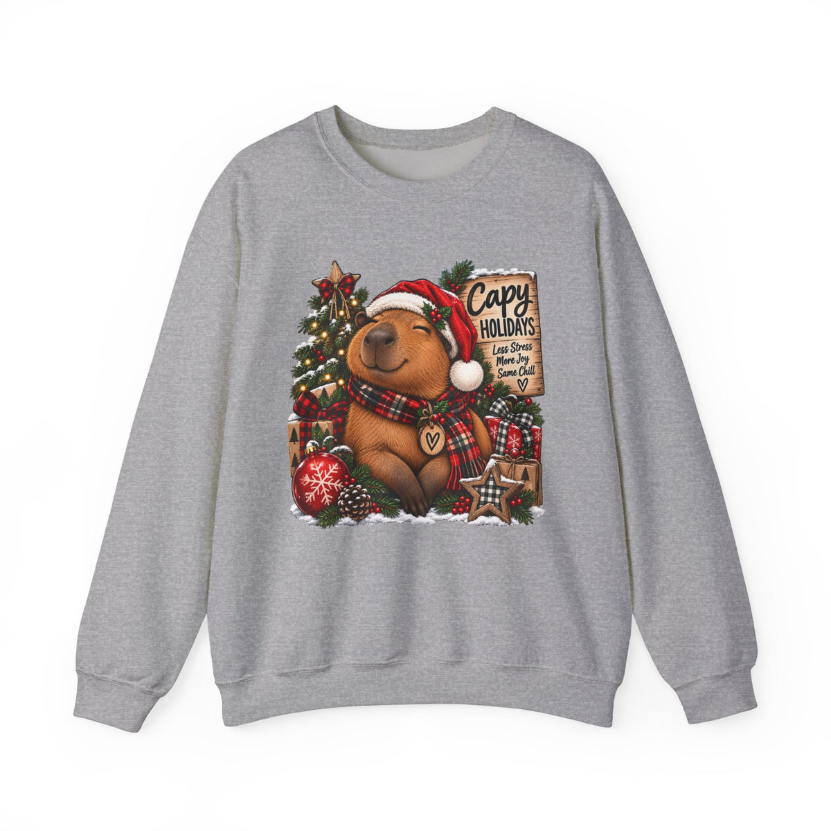 Cozy Capybara Christmas Sweatshirt — 'Capy Holidays' Holiday Crewneck