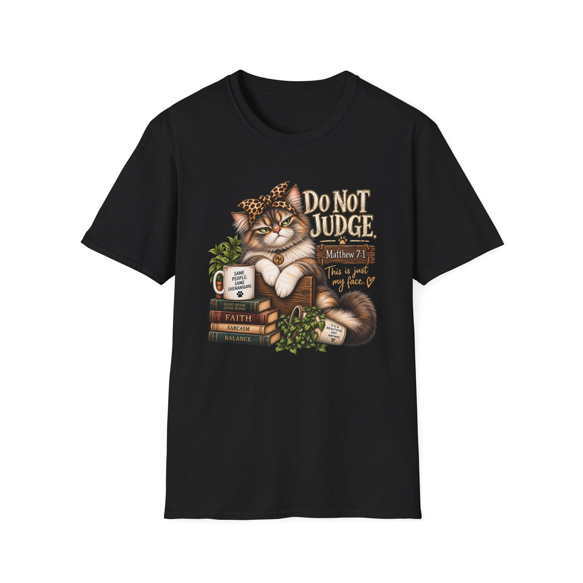 Do Not Judge Funny Cat Unisex Softstyle T-Shirt