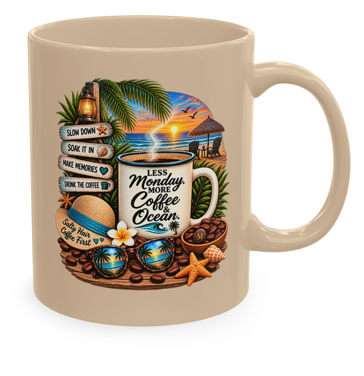 Beach Vibes Ceramic Mug — Morning Mood Co. Tropical Coffee Logo