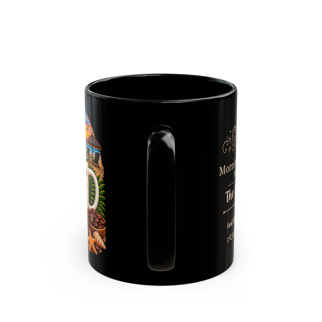 Coffee and Ocean Mug — “Less Monday, More Coffee & Ocean” Beach Sunset Ceramic Mug