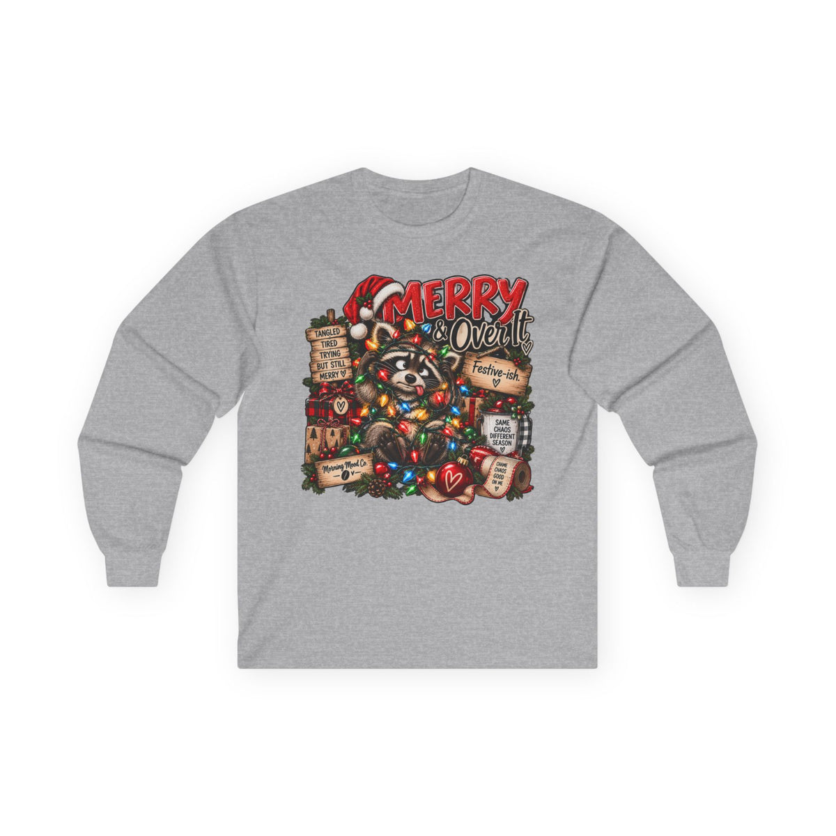 Merry Raccoon Christmas Long Sleeve Tee