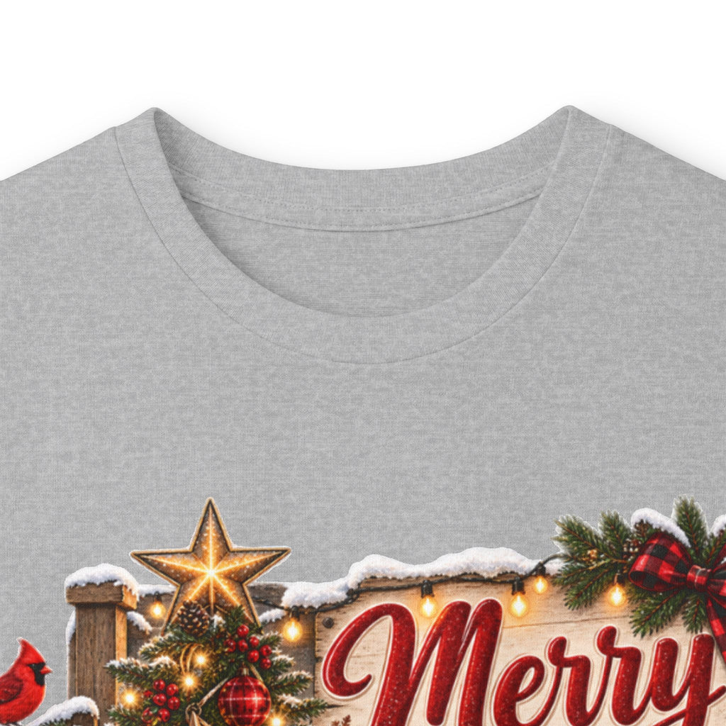 Christmas Graphic Long Sleeve Tee - "Merry & Bright" Holiday Shirt
