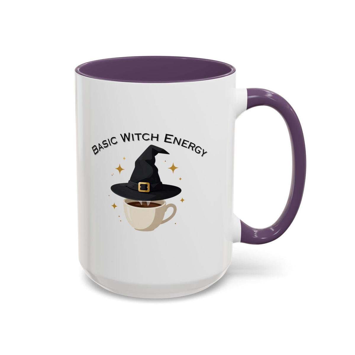 Basic Witch Energy Coffee Mug – Cute Halloween Witch Hat Tea Cup Accent Mug (11/15oz)