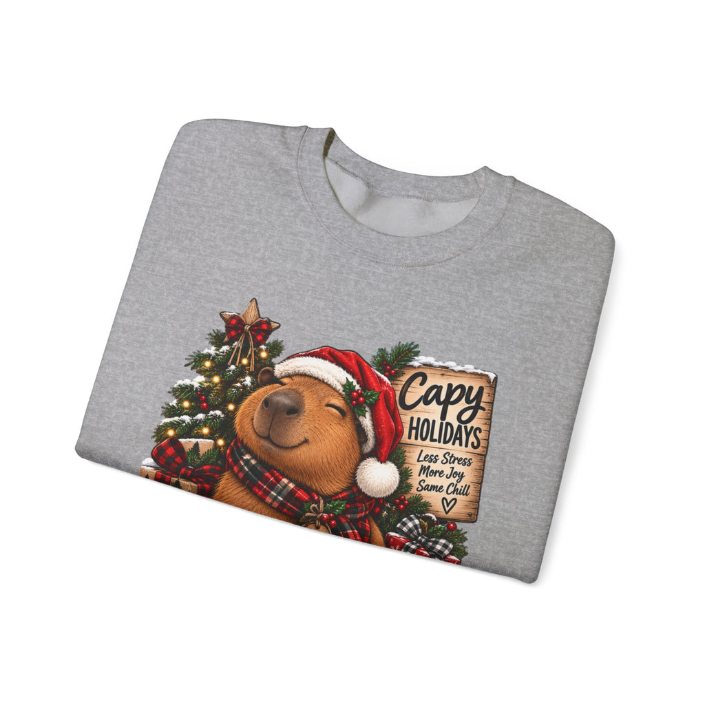 Cozy Capybara Christmas Sweatshirt — 'Capy Holidays' Holiday Crewneck