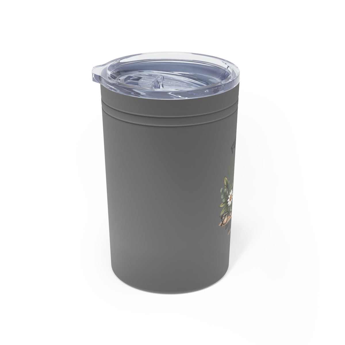 Fueled By Grace 11oz Vacuum Tumbler — Christian Coffee Cup with Cross & Floral Design