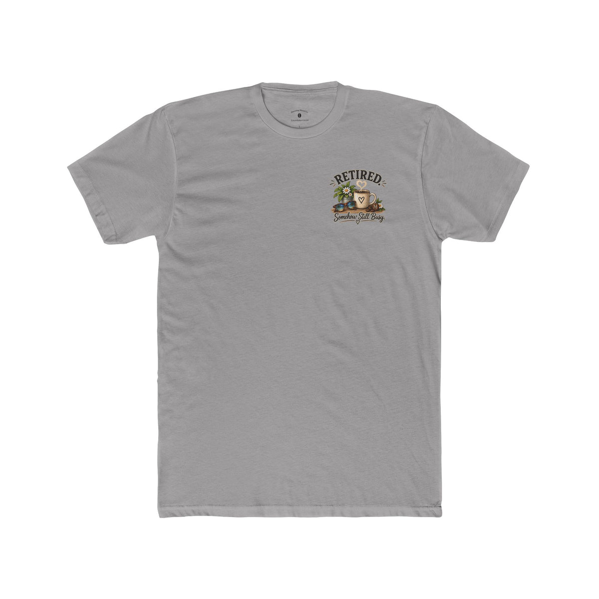 Retired & Somehow Still Busy T‑Shirt — Vintage Bookshelf Retirement Tee