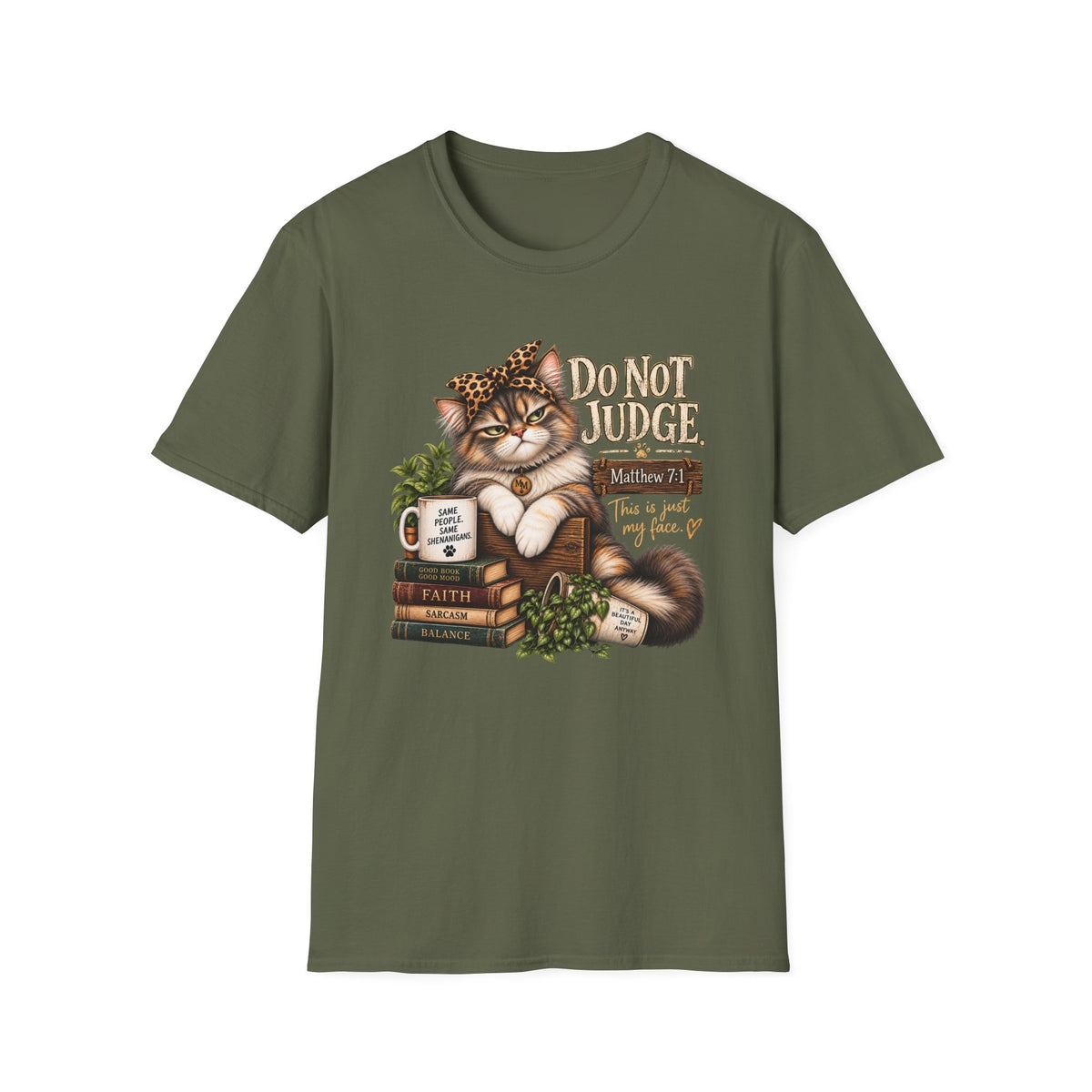Do Not Judge Funny Cat Unisex Softstyle T-Shirt