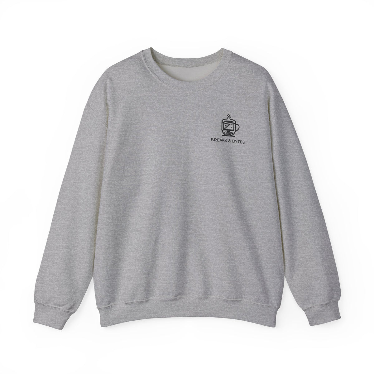Coffee & Cats Crewneck Sweatshirt — Brew & Purr Minimal Chest Logo