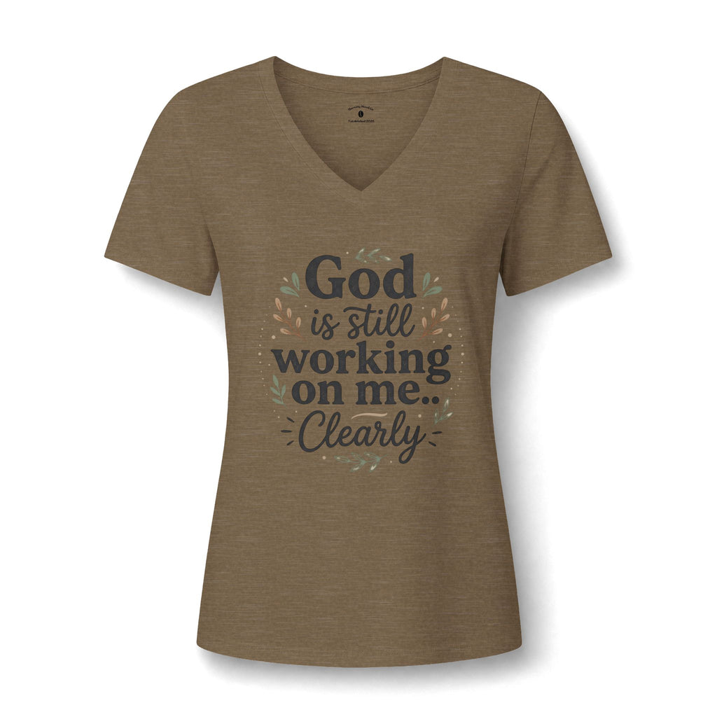 God Is Still Working On Me V-Neck Tee