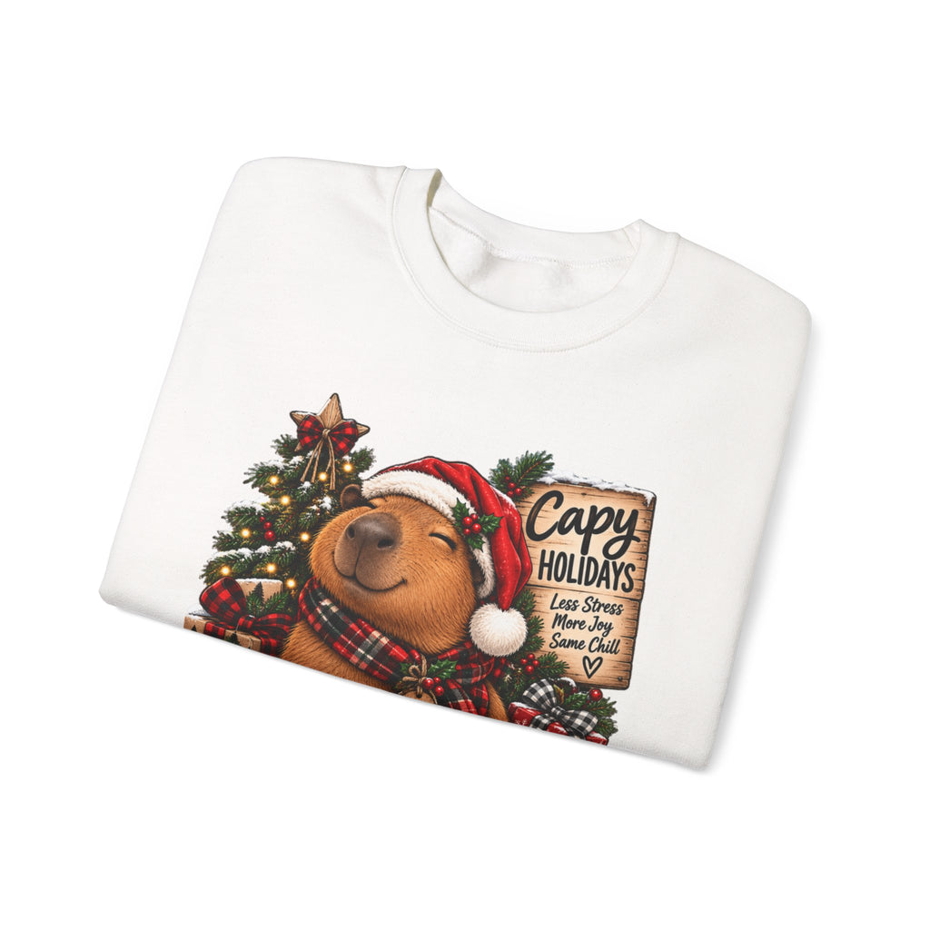 Cozy Capybara Christmas Sweatshirt — 'Capy Holidays' Holiday Crewneck