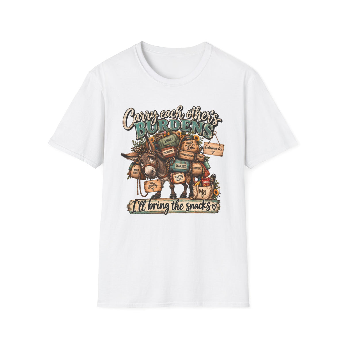Carry Each Other's Burdens T-Shirt — Christian Encouragement Tee (Galatians 6:2)