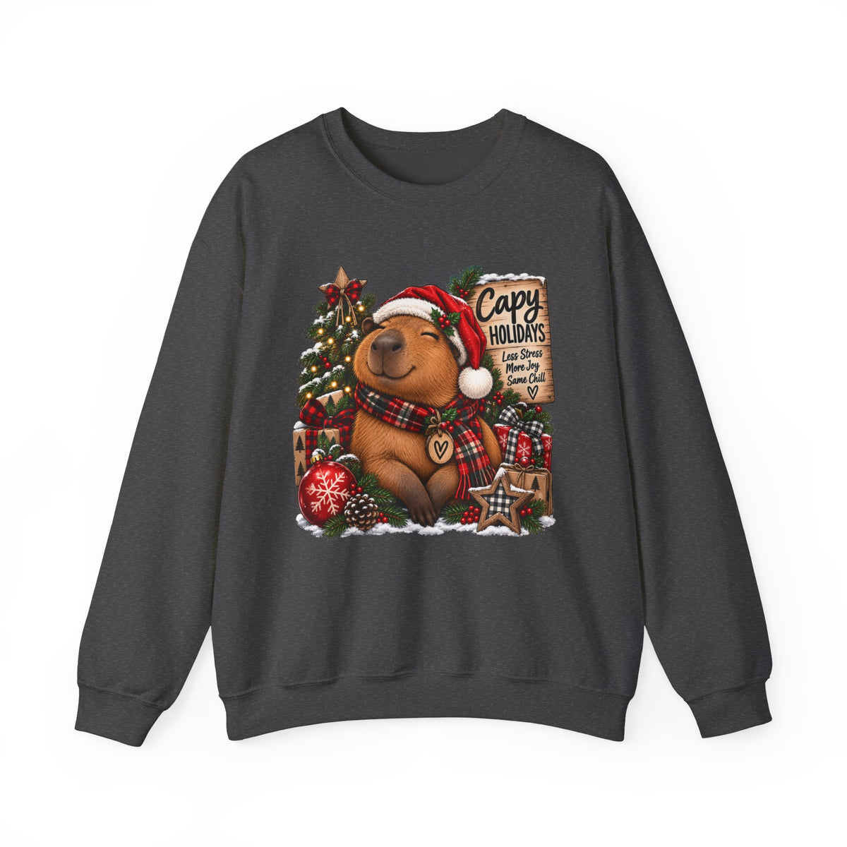 Cozy Capybara Christmas Sweatshirt — 'Capy Holidays' Holiday Crewneck
