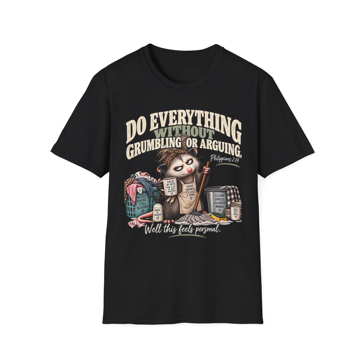 Do Everything Without Grumbling T-Shirt – Funny Christian Sloth Faith Tee (Philippians 2:14)