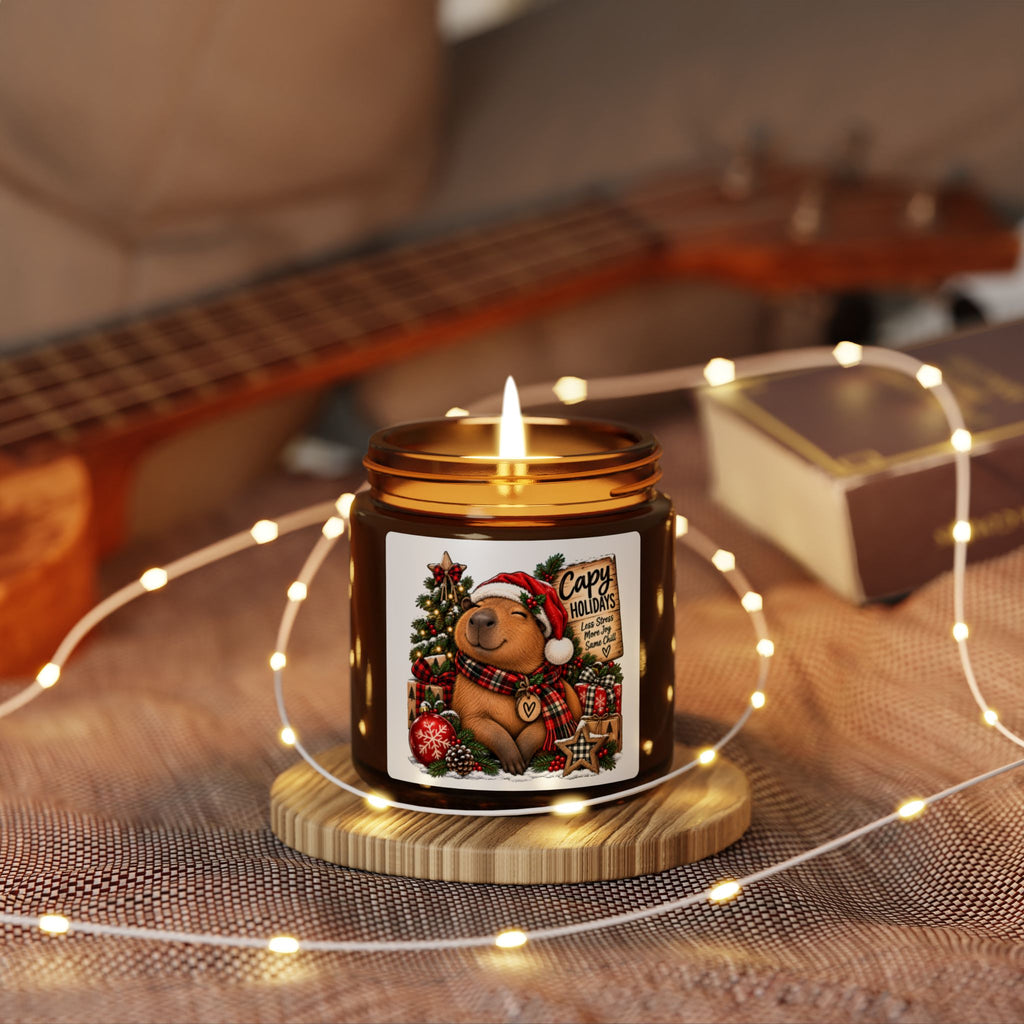 Holiday Bear Soy Candle — Scented Amber Jar (Multi-Size)