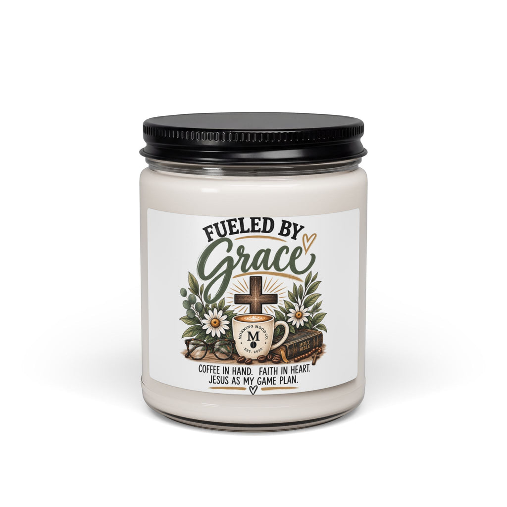 Fueled by Grace Scented Soy Candle — 9oz Christian Coffee & Faith Jar Candle