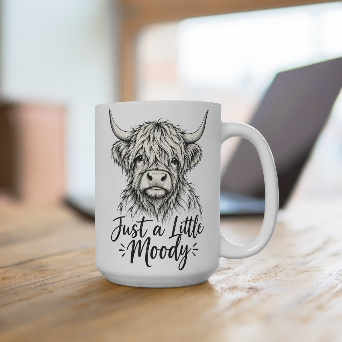 Just a Little Moody Highland Cow 15oz Mug