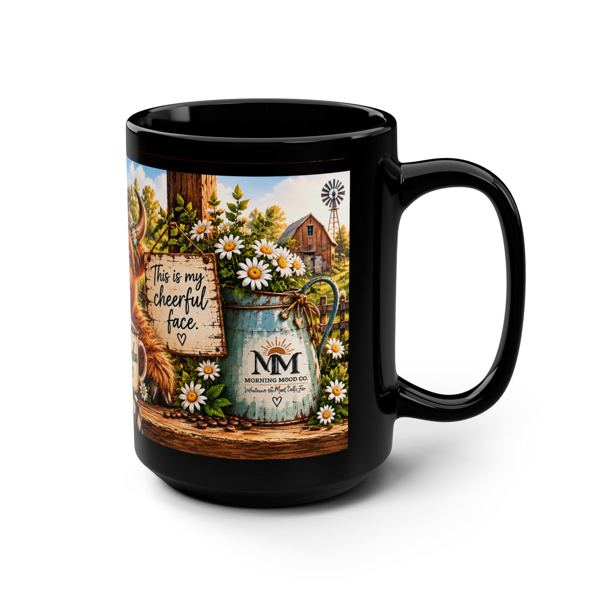 Mocha Proverbs 17:22 Black Mug, 15oz