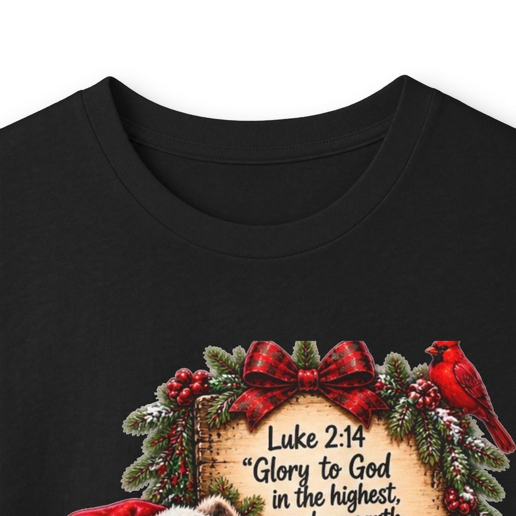 Funny Christian Christmas Shirt | Luke 2:14 Raccoon Tee