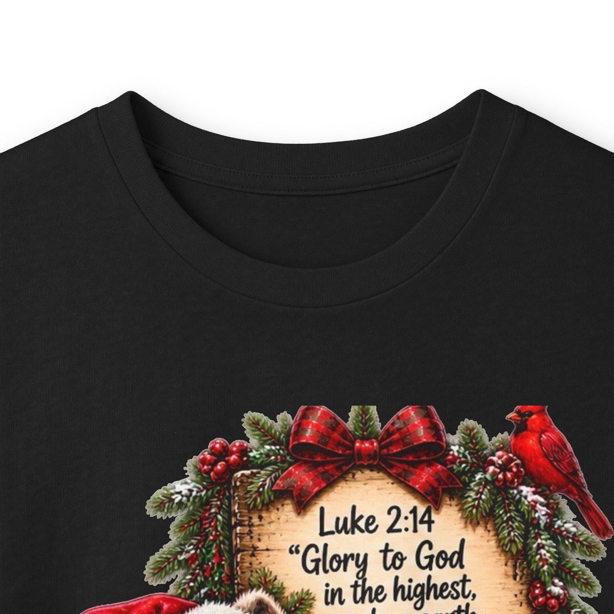 Funny Christian Christmas Shirt | Luke 2:14 Raccoon Tee