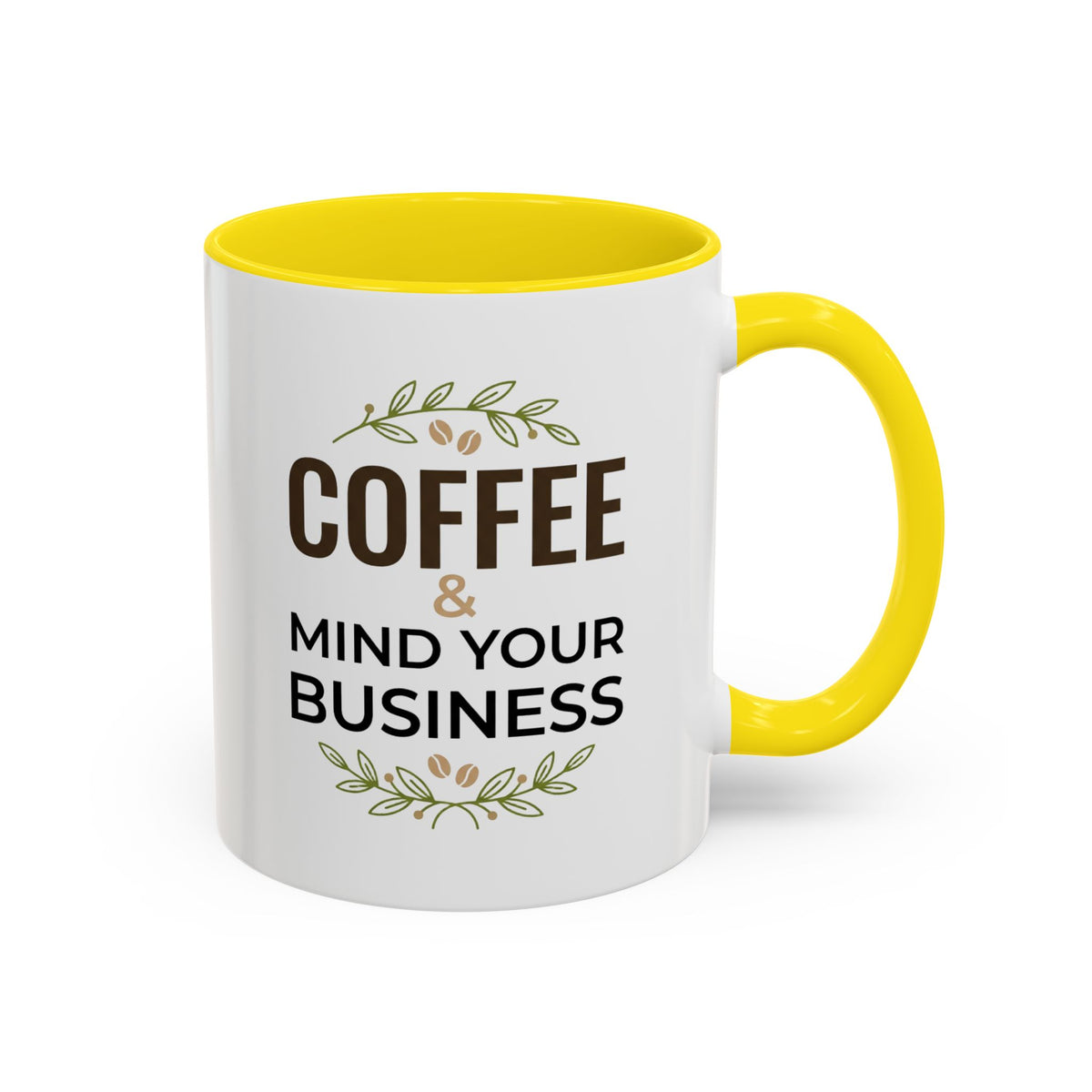 Coffee Mug — "Coffee & Mind Your Business" Accent Ceramic Mug (11/15 oz)